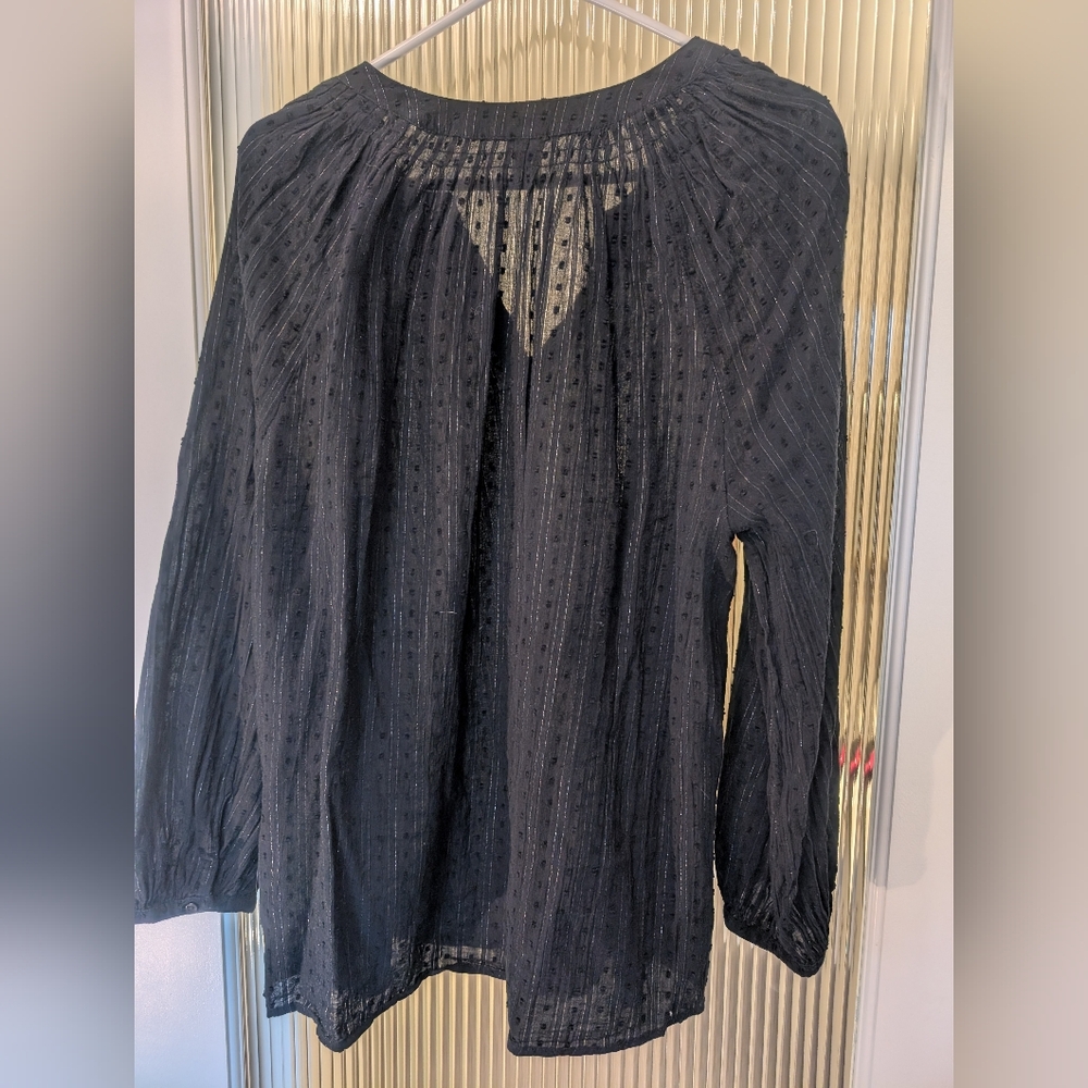 Old Navy Black Smocked Long Sleeve Blouse